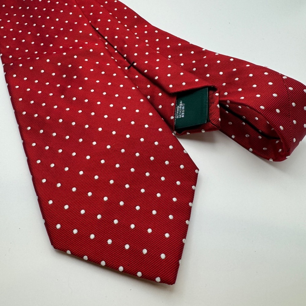 Brooks Brothers Repp Tie Red Polka Dot Silk Classic Professional Quiet Luxury